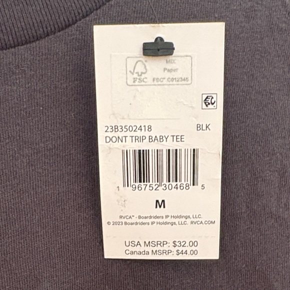 RVCA Black Tee with Pink Accents - Picture 3 of 6